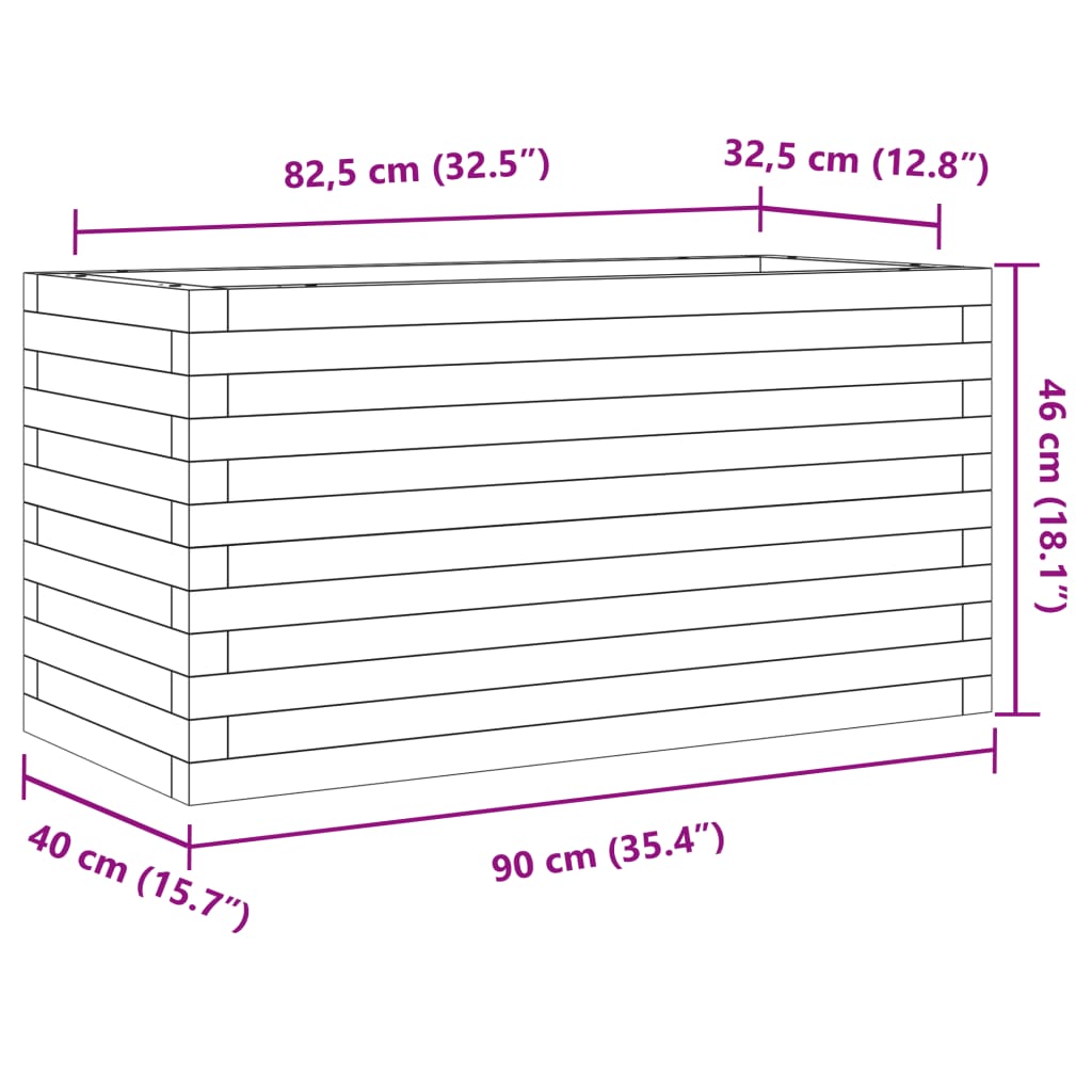 Plantenbak 90x40x46 cm massief grenenhout wit - AllerleiShop