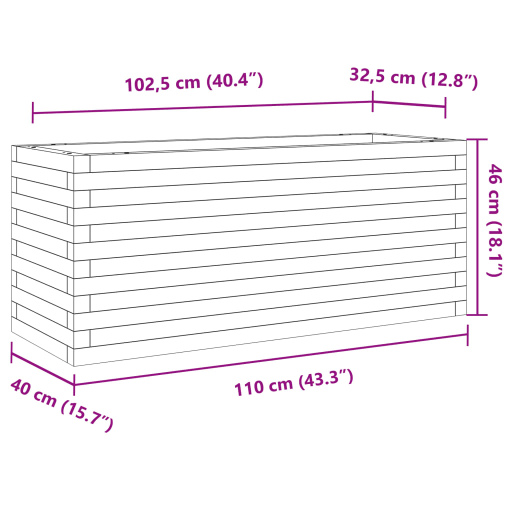 Plantenbak 110x40x46 cm massief grenenhout - AllerleiShop