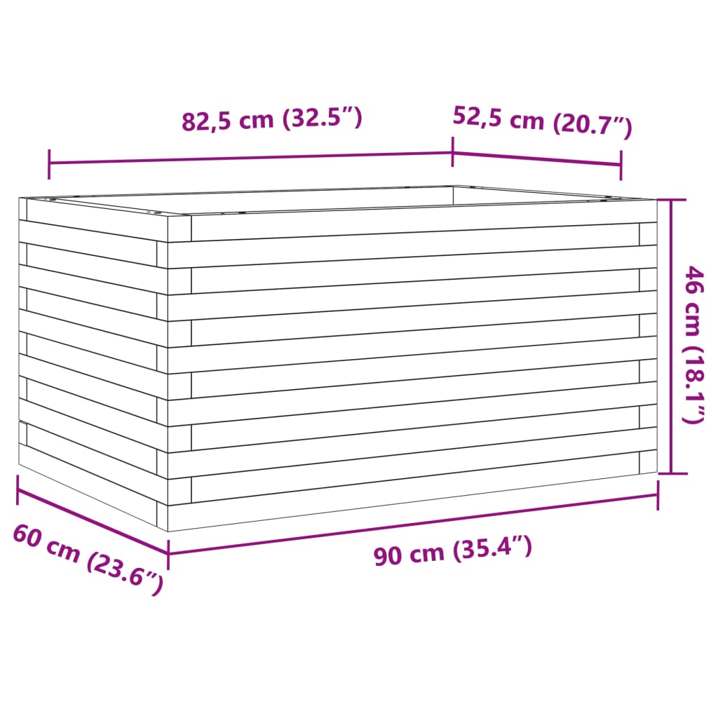 Plantenbak 90x60x46 cm massief grenenhout wit - AllerleiShop