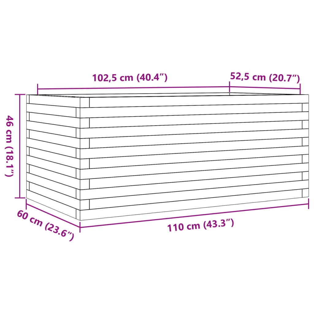 Plantenbak 110x60x46 cm massief douglashout - AllerleiShop