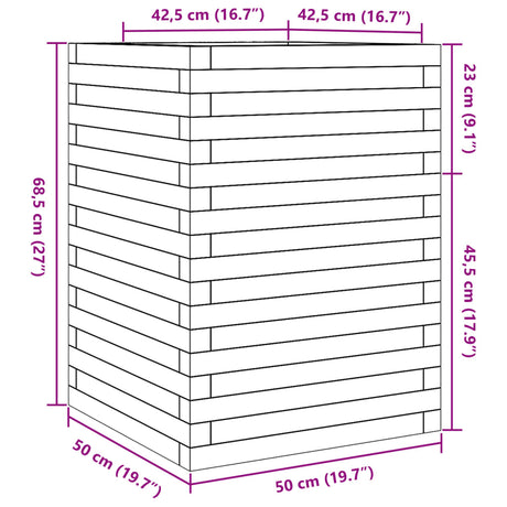 Plantenbak 50x50x68,5 cm massief grenenhout wit - AllerleiShop