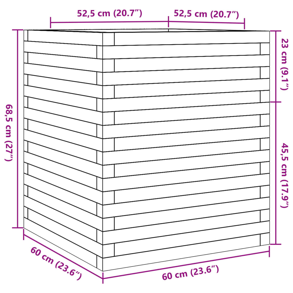 Plantenbak 60x60x68,5 cm massief grenenhout - AllerleiShop