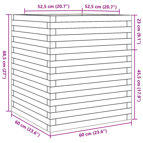 Plantenbak 60x60x68,5 cm massief grenenhout wit - AllerleiShop