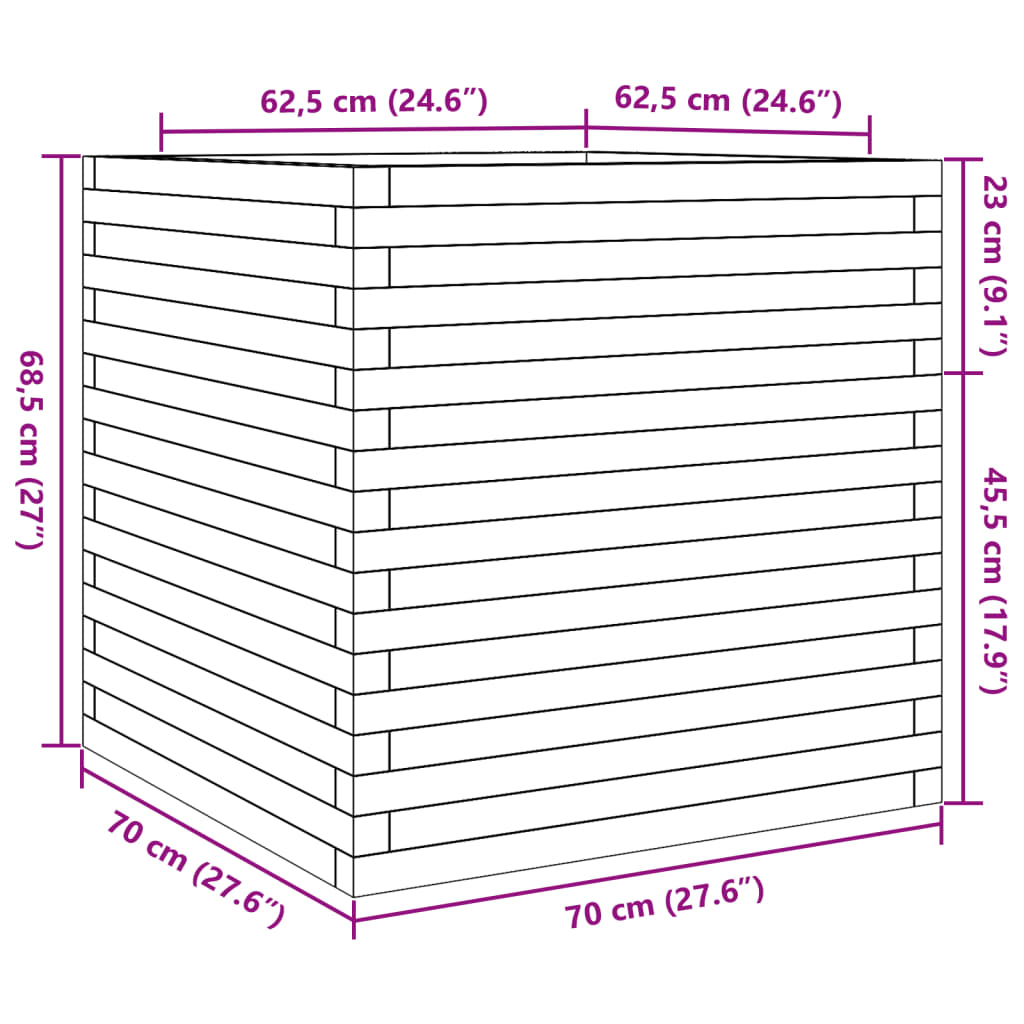 Plantenbak 70x70x68,5 cm massief grenenhout - AllerleiShop