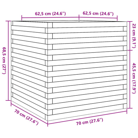 Plantenbak 70x70x68,5 cm massief grenenhout wit - AllerleiShop