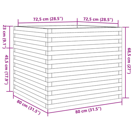 Plantenbak 80x80x68,5 cm massief grenenhout wit - AllerleiShop