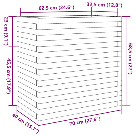 Plantenbak 70x40x68,5 cm massief grenenhout wit - AllerleiShop