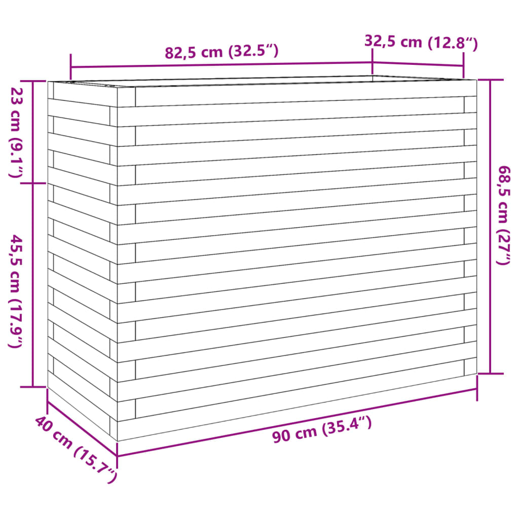 Plantenbak 90x40x68,5 cm massief grenenhout wit - AllerleiShop