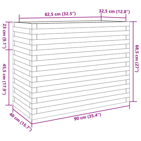 Plantenbak 90x40x68,5 cm massief grenenhout wit - AllerleiShop