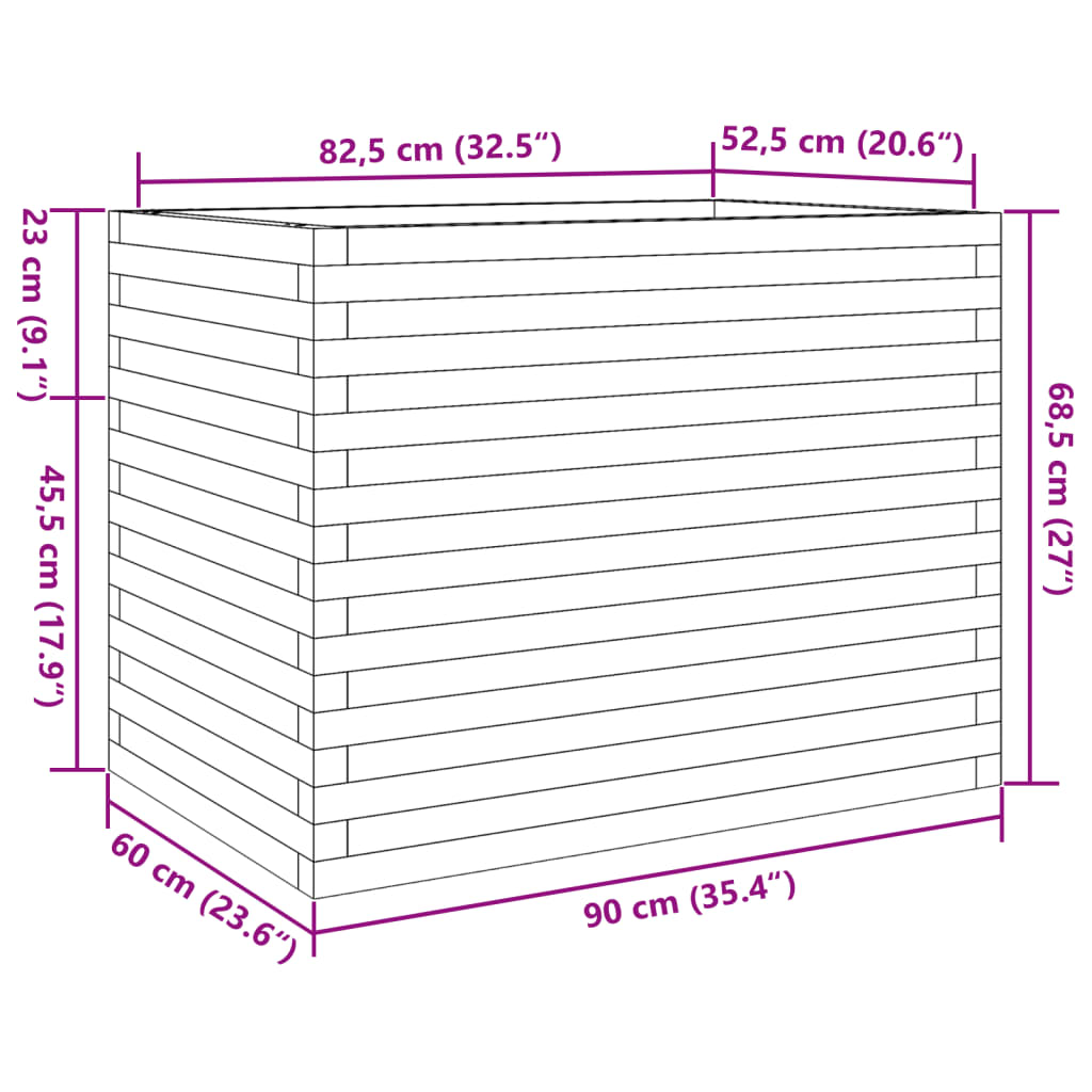 Plantenbak 90x60x68,5 cm massief grenenhout - AllerleiShop