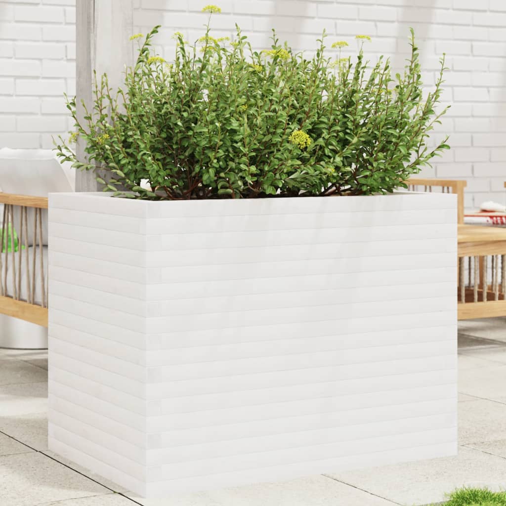 Plantenbak 90x60x68,5 cm massief grenenhout wit - AllerleiShop