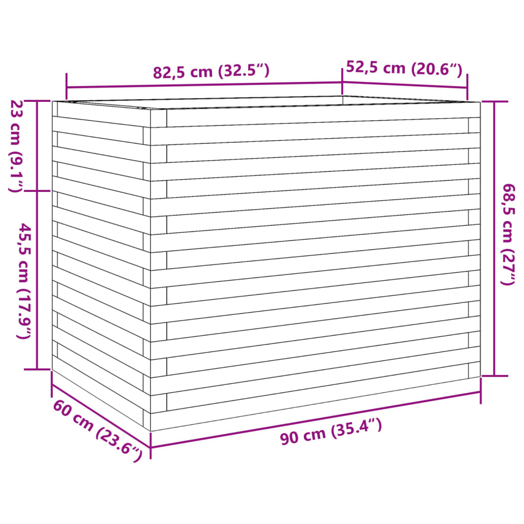 Plantenbak 90x60x68,5 cm geïmpregneerd grenenhout - AllerleiShop