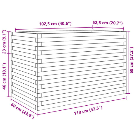 Plantenbak 110x60x68,5 cm massief grenenhout wasbruin - AllerleiShop