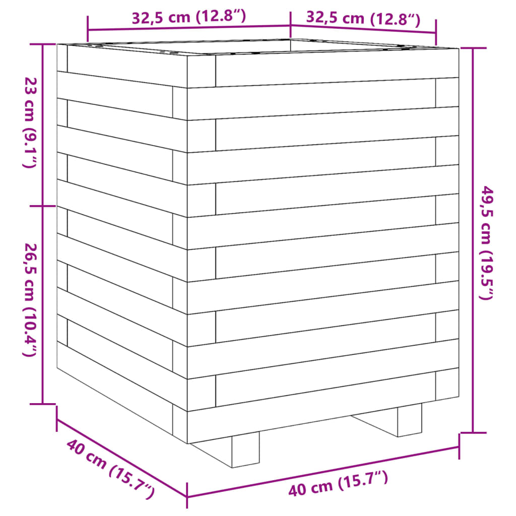 Plantenbak 40x40x49,5 cm massief grenenhout - AllerleiShop