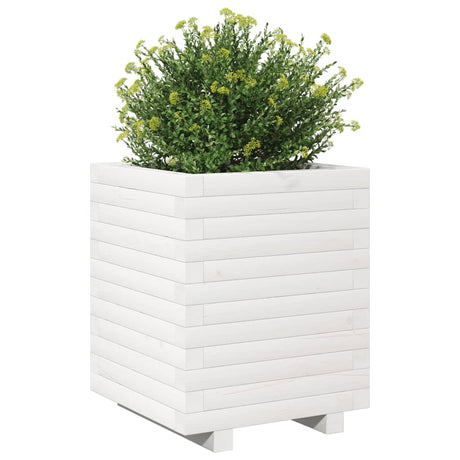 Plantenbak 40x40x49,5 cm massief grenenhout wit - AllerleiShop