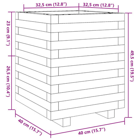 Plantenbak 40x40x49,5 cm massief grenenhout wasbruin - AllerleiShop