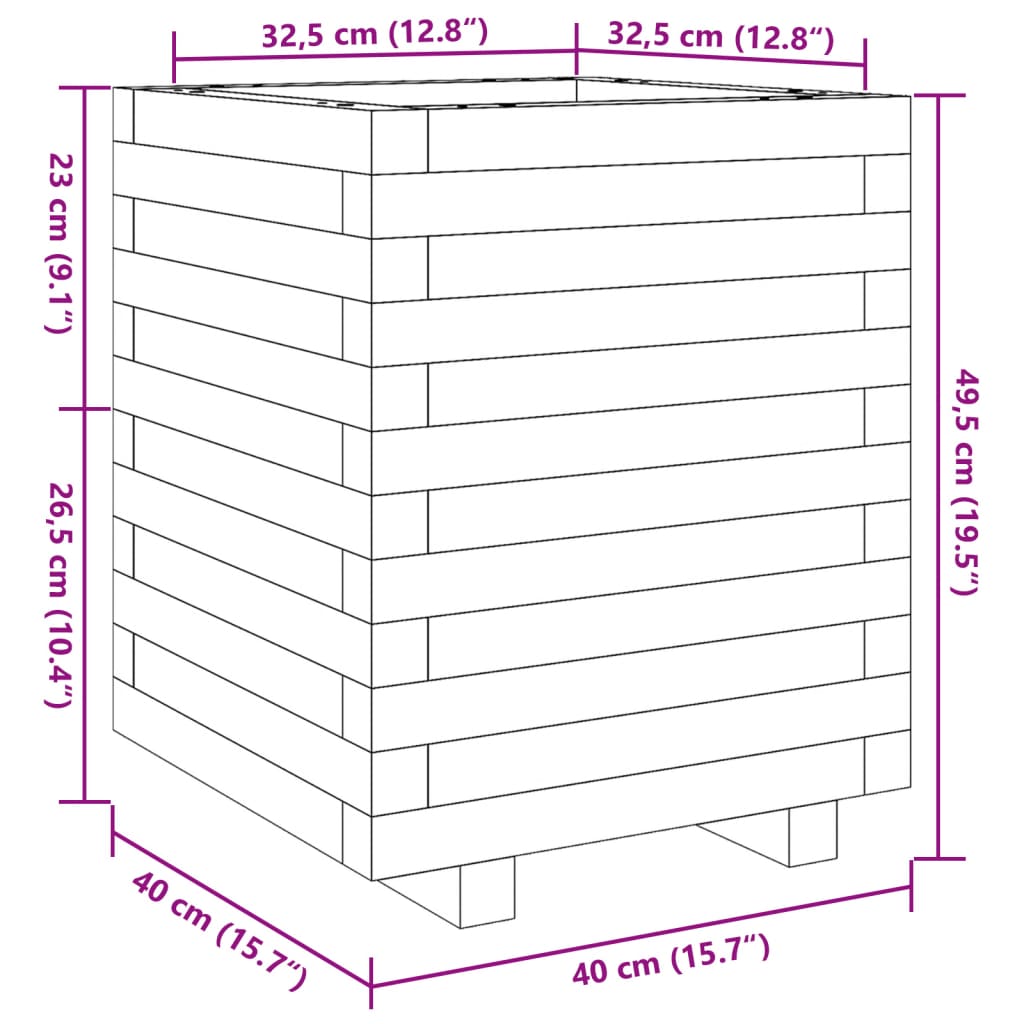 Plantenbak 40x40x49,5 cm geïmpregneerd grenenhout - AllerleiShop