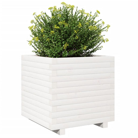 Plantenbak 50x50x49,5 cm massief grenenhout wit - AllerleiShop