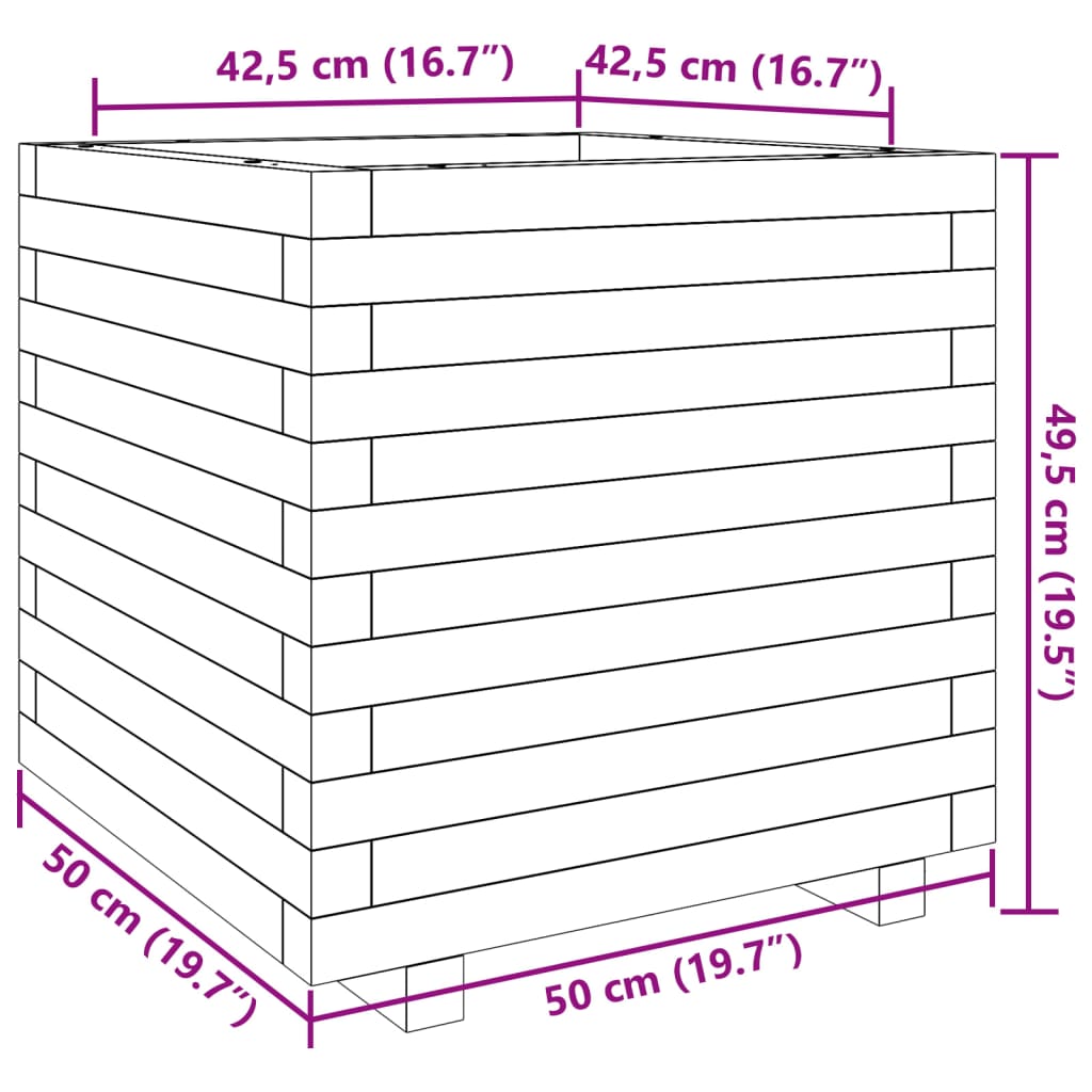 Plantenbak 50x50x49,5 cm massief grenenhout wit - AllerleiShop