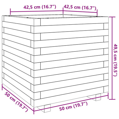 Plantenbak 50x50x49,5 cm massief grenenhout wit - AllerleiShop