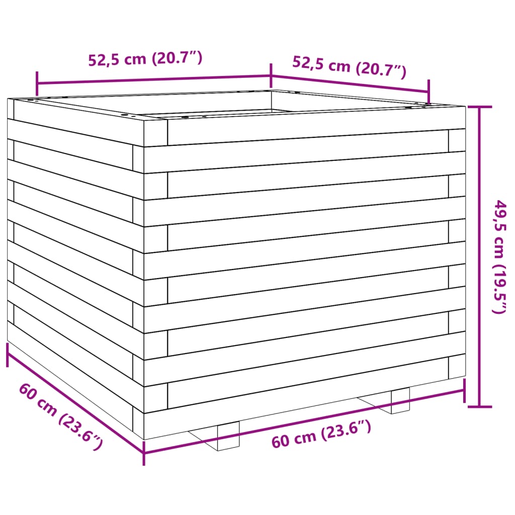 Plantenbak 60x60x49,5 cm massief grenenhout - AllerleiShop