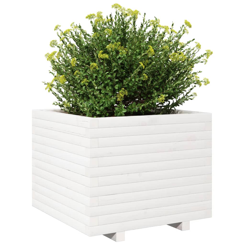 Plantenbak 60x60x49,5 cm massief grenenhout wit - AllerleiShop