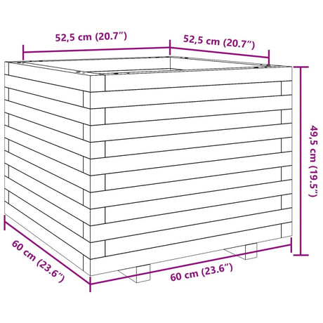 Plantenbak 60x60x49,5 cm massief grenenhout wit - AllerleiShop