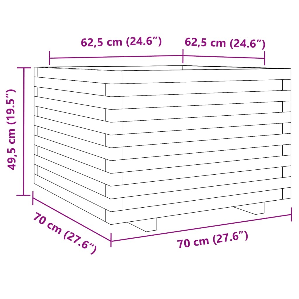 Plantenbak 70x70x49,5 cm geïmpregneerd grenenhout - AllerleiShop