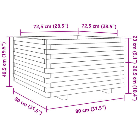 Plantenbak 80x80x49,5 cm massief grenenhout - AllerleiShop