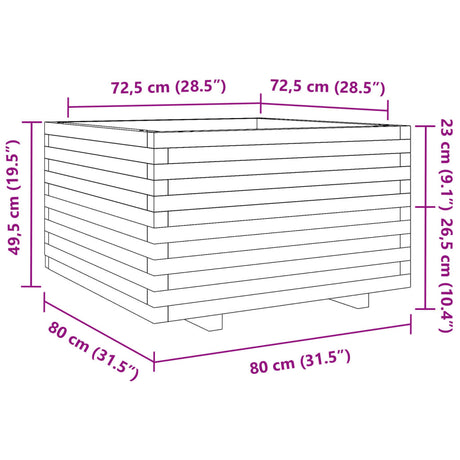 Plantenbak 80x80x49,5 cm massief grenenhout wit - AllerleiShop