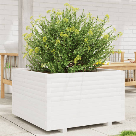 Plantenbak 80x80x49,5 cm massief grenenhout wit - AllerleiShop