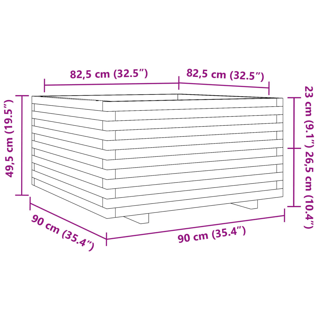 Plantenbak 90x90x49,5 cm massief grenenhout - AllerleiShop