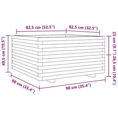 Plantenbak 90x90x49,5 cm massief grenenhout wit - AllerleiShop