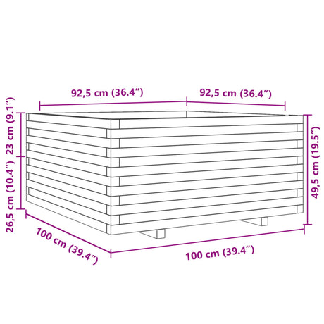 Plantenbak 100x100x49,5 cm massief grenenhout wit - AllerleiShop