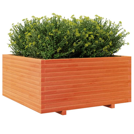 Plantenbak 100x100x49,5 cm massief grenenhout wasbruin - AllerleiShop