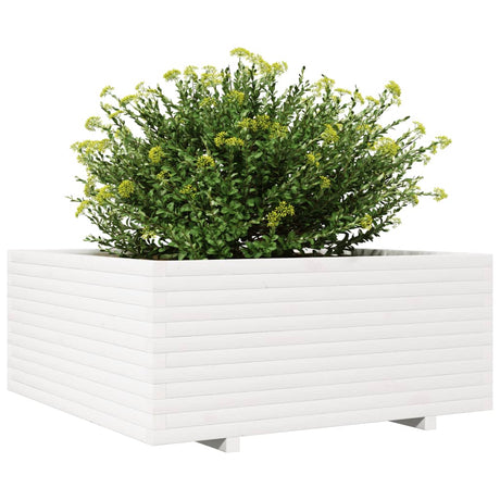 Plantenbak 110x110x49,5 cm massief grenenhout wit - AllerleiShop