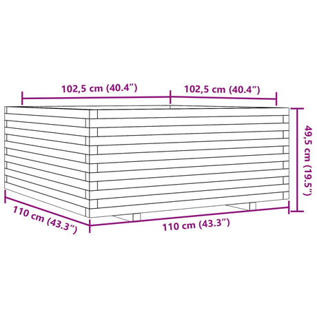 Plantenbak 110x110x49,5 cm massief grenenhout wasbruin - AllerleiShop