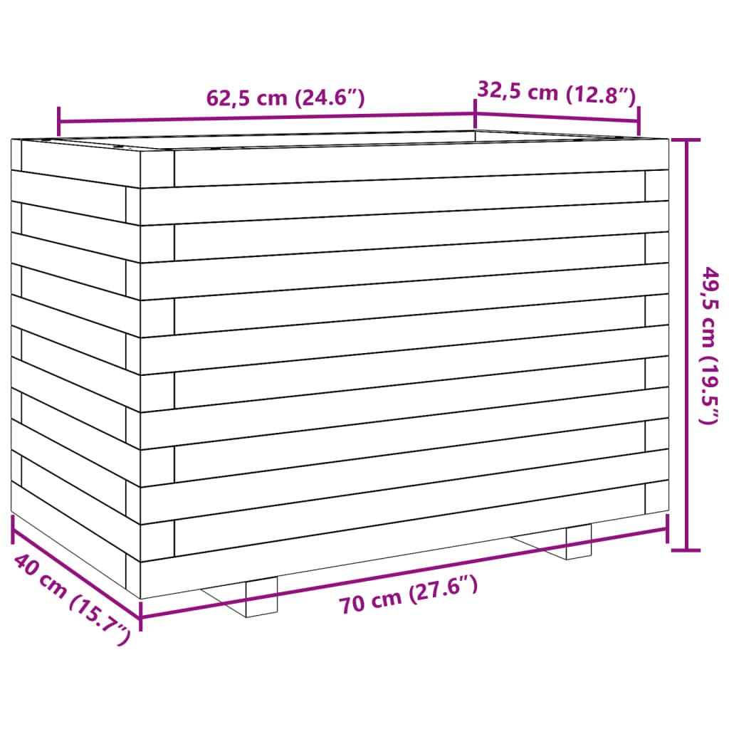 Plantenbak 70x40x49,5 cm massief grenenhout - AllerleiShop