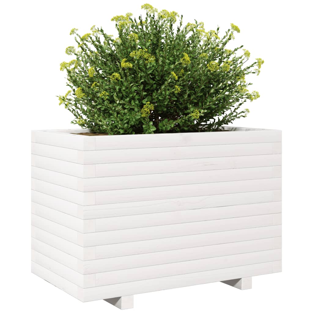 Plantenbak 70x40x49,5 cm massief grenenhout wit - AllerleiShop