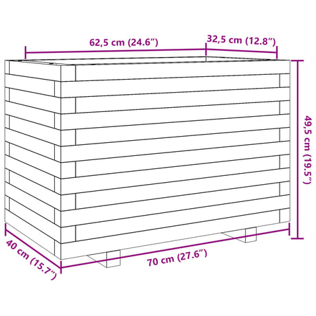 Plantenbak 70x40x49,5 cm massief grenenhout wit - AllerleiShop