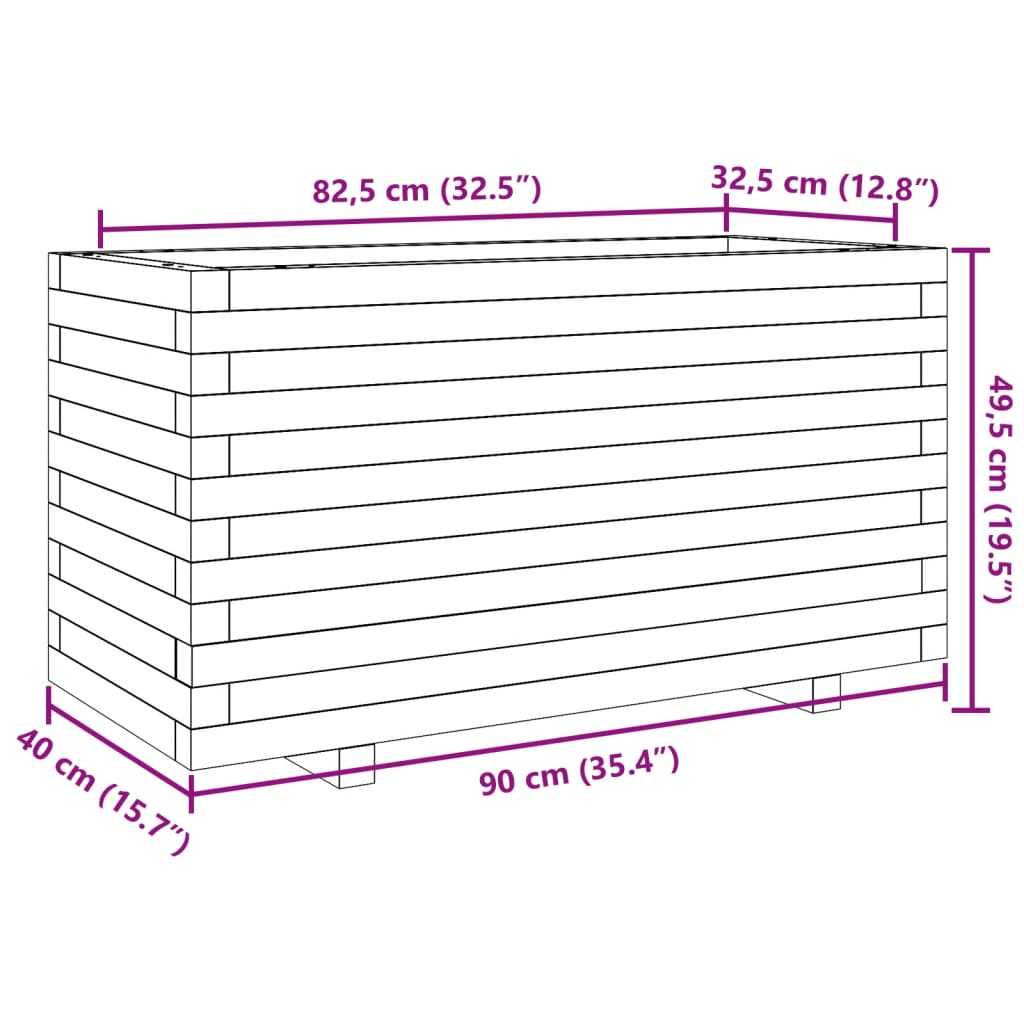 Plantenbak 90x40x49,5 cm massief grenenhout - AllerleiShop