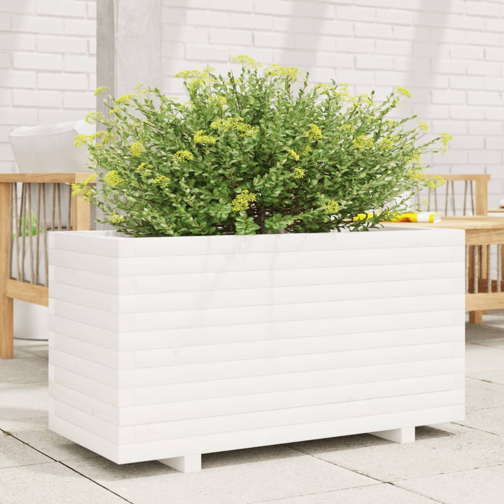 Plantenbak 90x40x49,5 cm massief grenenhout wit - AllerleiShop