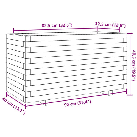 Plantenbak 90x40x49,5 cm massief grenenhout wit - AllerleiShop