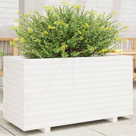 Plantenbak 90x40x49,5 cm massief grenenhout wit - AllerleiShop