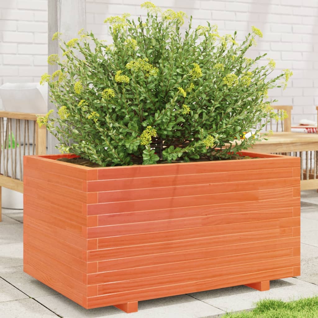 Plantenbak 90x60x49,5 cm massief grenenhout wasbruin - AllerleiShop