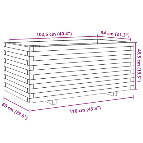 Plantenbak 110x60x49,5 cm massief grenenhout wasbruin - AllerleiShop