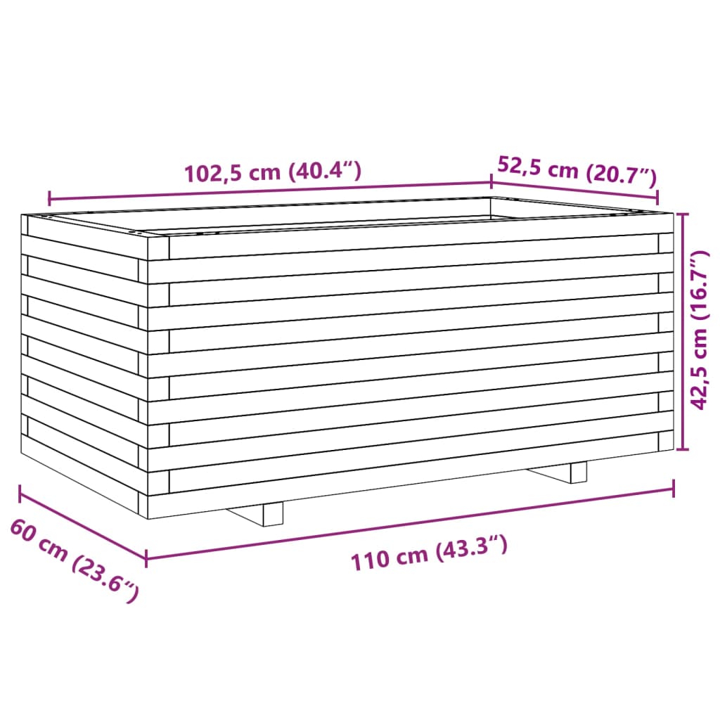 Plantenbak 110x60x49,5 cm geïmpregneerd grenenhout - AllerleiShop