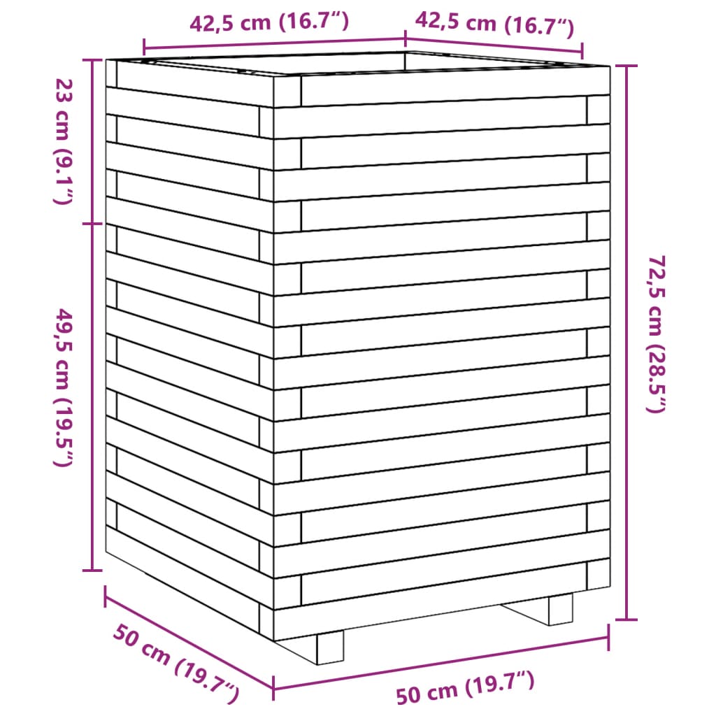 Plantenbak 50x50x72,5 cm massief grenenhout - AllerleiShop