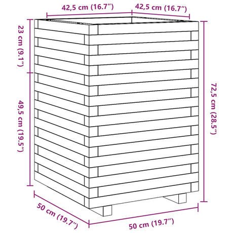 Plantenbak 50x50x72,5 cm massief grenenhout wasbruin - AllerleiShop