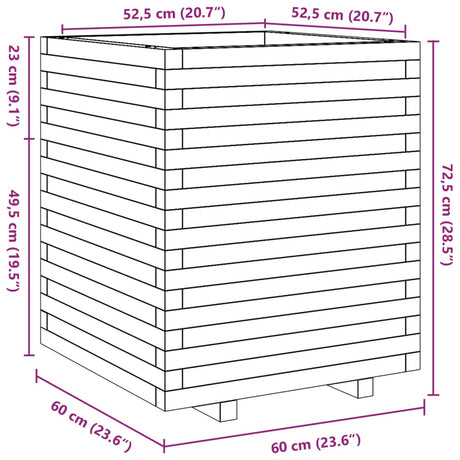 Plantenbak 60x60x72,5 cm massief grenenhout wasbruin - AllerleiShop